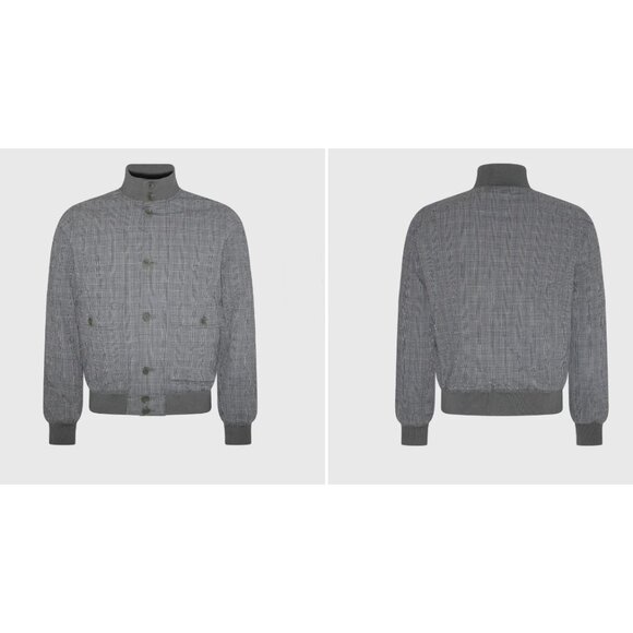 Aspesi Cotton Check Bomber Jacket size L color grey green mspr $1220 - Picture 1 of 11